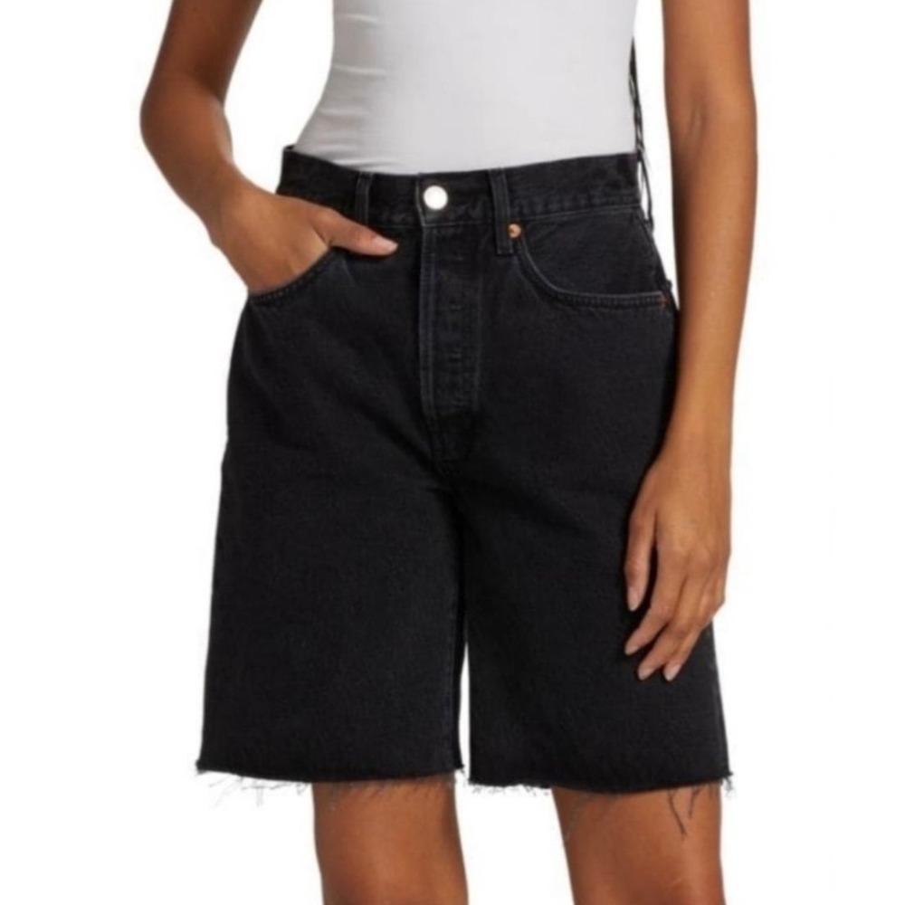 RE/DONE 90s Comfy Short 'Shaded‎ Black' Women's Size 26 Black Distressed Raw Hem